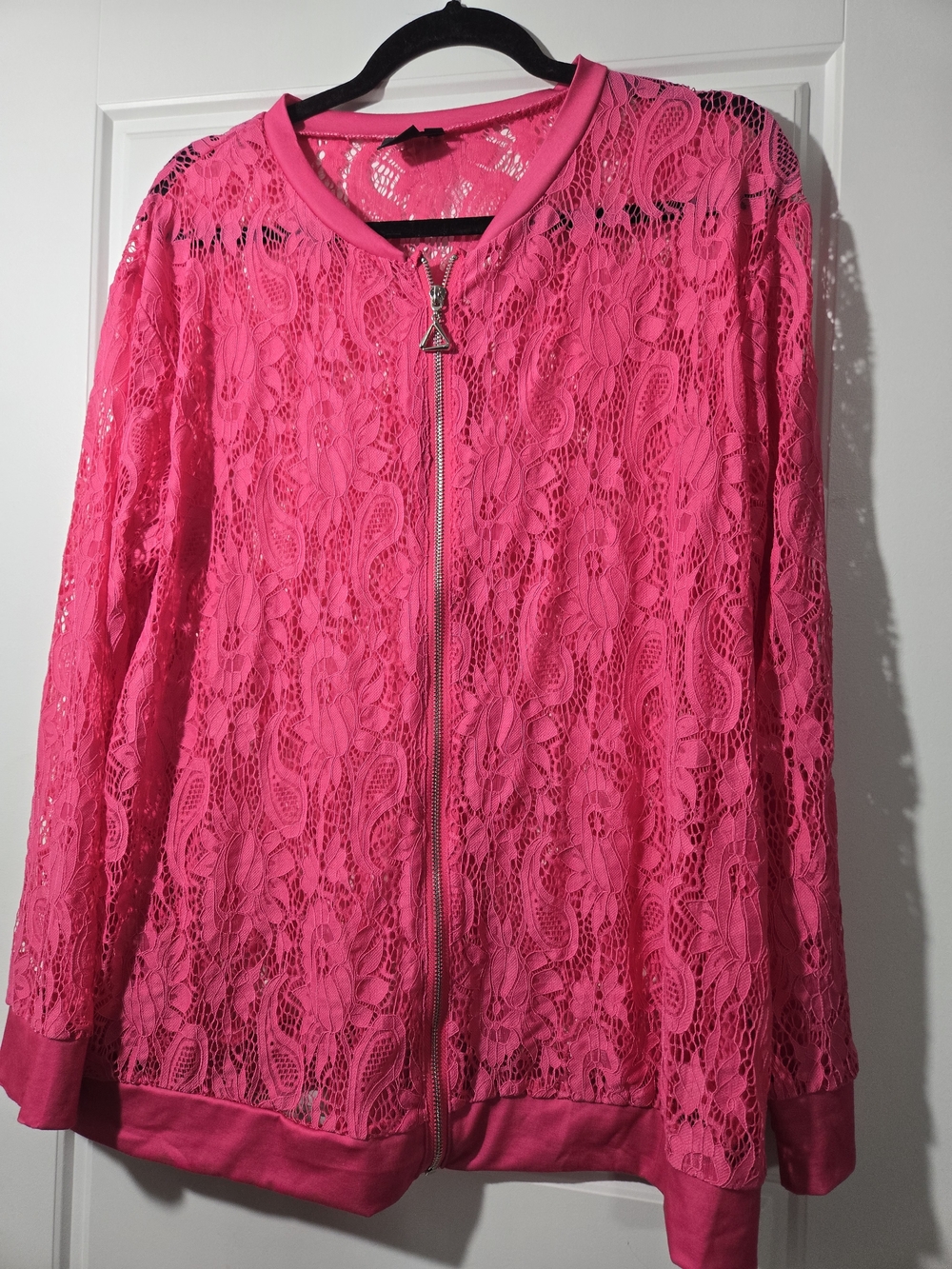 Rebel Raven Bright Fuschia Lace Zip-Front Lightweight Jacket